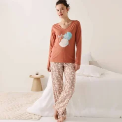 T-shirt de pyjama manches longues imprimé "feuillage"