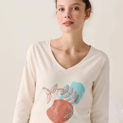 T-shirt de pyjama manches longues imprimé "feuillage"