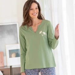 T-shirt de pyjama manches longues imprimé "fleurs"