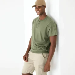 T-shirt Henley confort manches courtes - coton biologique(**)