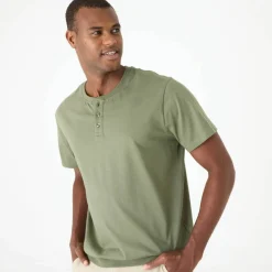 T-shirt Henley confort manches courtes - coton biologique(**)