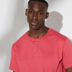 T-shirt Henley confort manches courtes - coton biologique(**)