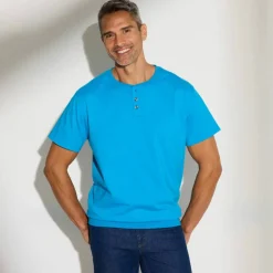 T-shirt Henley confort manches courtes - coton biologique(**)