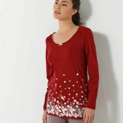T-shirt imprimé fleurs - manches longues