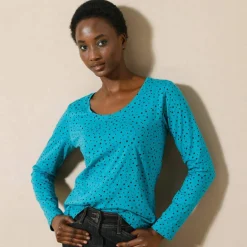 T-shirt imprimé pois en coton biologique(**)