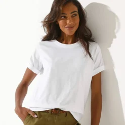 T-shirt loose col rond, manches courtes