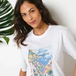T-shirt loose imprimé carte postale, jersey