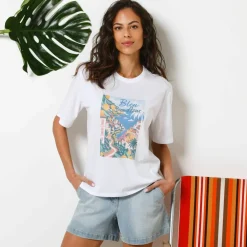 T-shirt loose imprimé carte postale, jersey