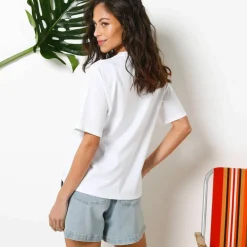 T-shirt loose imprimé carte postale, jersey
