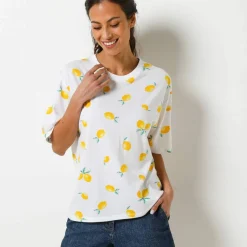 T-shirt loose imprimé citrons, jersey