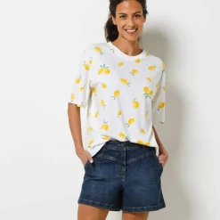 T-shirt loose imprimé citrons, jersey