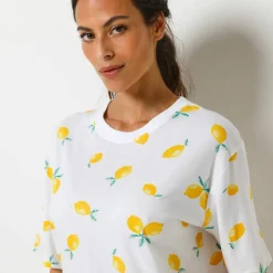 T-shirt loose imprimé citrons, jersey