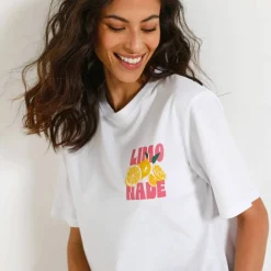 T-shirt loose imprimé limonade, jersey