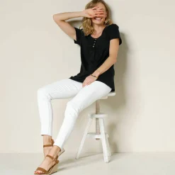 T-shirt macramé manches courtes