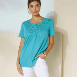 T-shirt macramé manches courtes