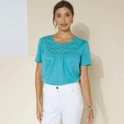 T-shirt macramé manches courtes