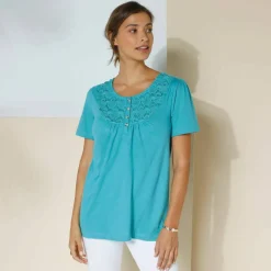 T-shirt macramé manches courtes
