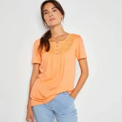 T-shirt macramé manches courtes