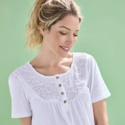 T-shirt macramé manches courtes