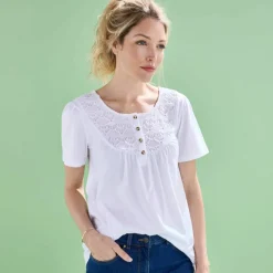 T-shirt macramé manches courtes