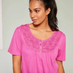 T-shirt macramé manches courtes