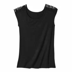 T-shirt maille unie, laçage épaules