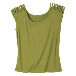 T-shirt maille unie, laçage épaules