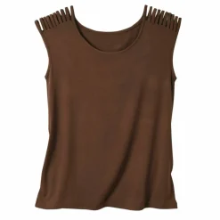 T-shirt maille unie, laçage épaules