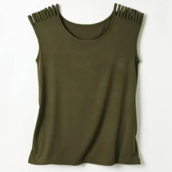 T-shirt maille unie, laçage épaules