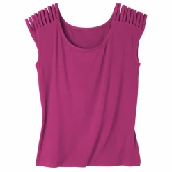 T-shirt maille unie, laçage épaules