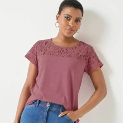 T-shirt manches courtes dentelle