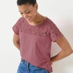 T-shirt manches courtes dentelle