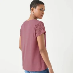 T-shirt manches courtes dentelle