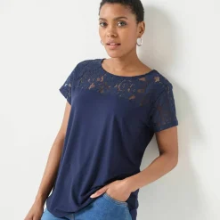 T-shirt manches courtes dentelle
