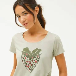 T-shirt manches courtes, imprimé cœur