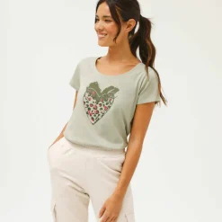T-shirt manches courtes, imprimé cœur