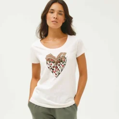 T-shirt manches courtes, imprimé cœur