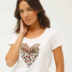 T-shirt manches courtes, imprimé cœur