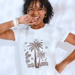 T-shirt manches courtes imprimé palmiers