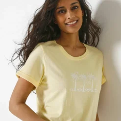 T-shirt manches courtes, imprimé palmiers devant