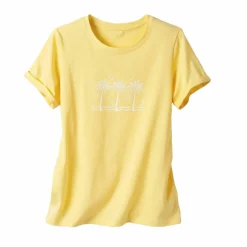 T-shirt manches courtes, imprimé palmiers devant