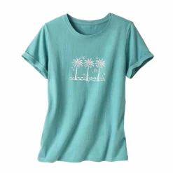 T-shirt manches courtes, imprimé palmiers devant