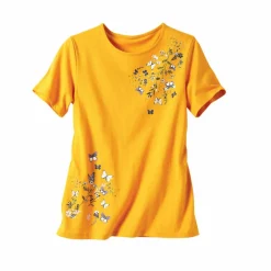 T-shirt manches courtes imprimé papillon