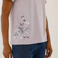 T-shirt manches courtes imprimé papillon