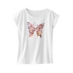T-shirt manches courtes, imprimé placé "papillon"