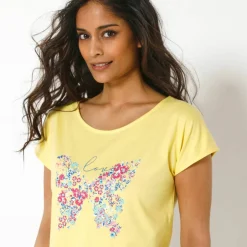 T-shirt manches courtes, imprimé placé "papillon"