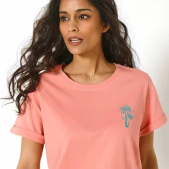 T-shirt manches courtes, imprimé poitrine palmiers