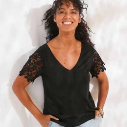 T-shirt manches courtes, macramé