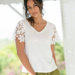T-shirt manches courtes, macramé