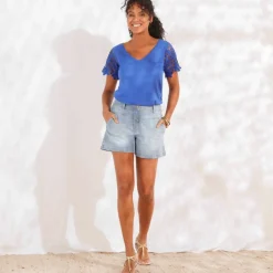 T-shirt manches courtes, macramé
